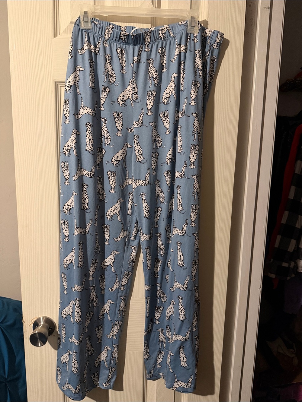 #150 Women's Light Blue Dalmatian Print Pajama Pants - Soft Lounge Sleepwear
